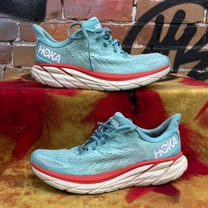 HOKA ONE ONE-Women's Aquarelle/Eggshell Blue CLIFTON 8 lace up running shoes